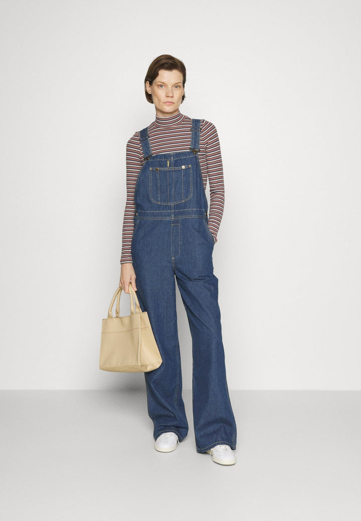 Damen Denim-Latzhose mit weitem Bein und verstellbaren Trägern Drune