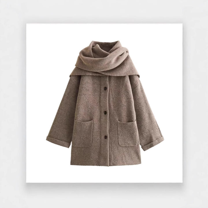Damen elegante Oversize-Jacke aus warmer Wolle mit Taschen Drune