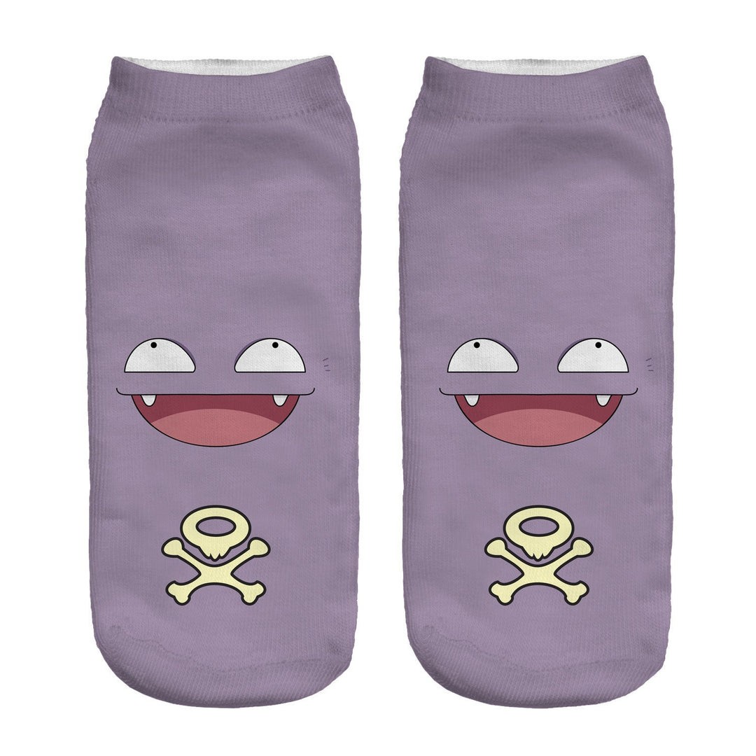 Unisex Niedrige Ankle-Socken mit Cartoon-Monster-Gesicht und weichem Baumwollmix Drune