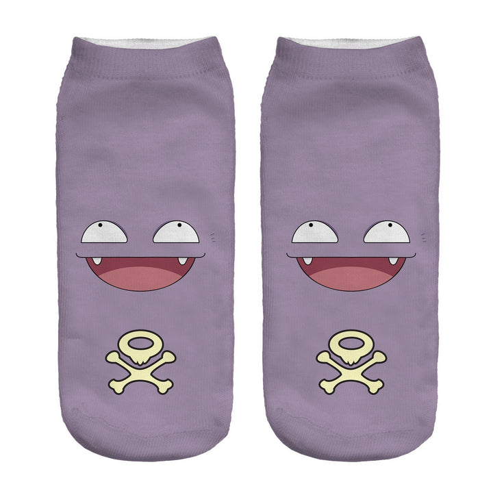 Unisex Niedrige Ankle-Socken mit Cartoon-Monster-Gesicht und weichem Baumwollmix Drune