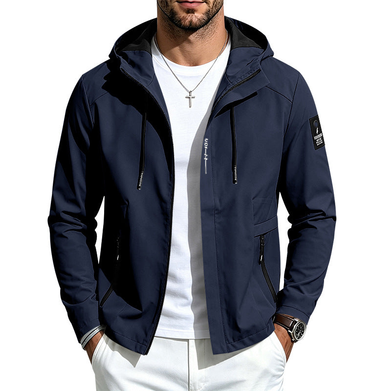 Herren Leichte Softshelljacke mit Kapuze wind- und wasserabweisend Reißverschlusstaschen Drune