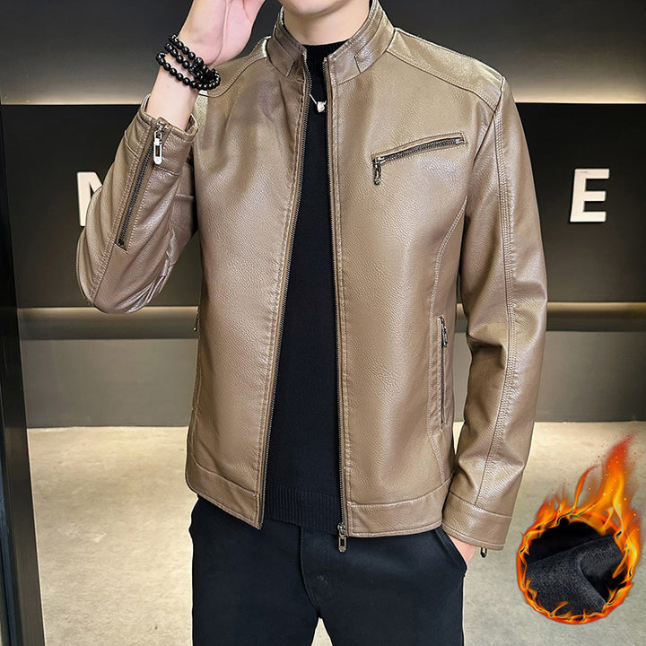 Herren Modische Kunstlederjacke mit praktischen Reißverschlusstaschen Drune 1788322121