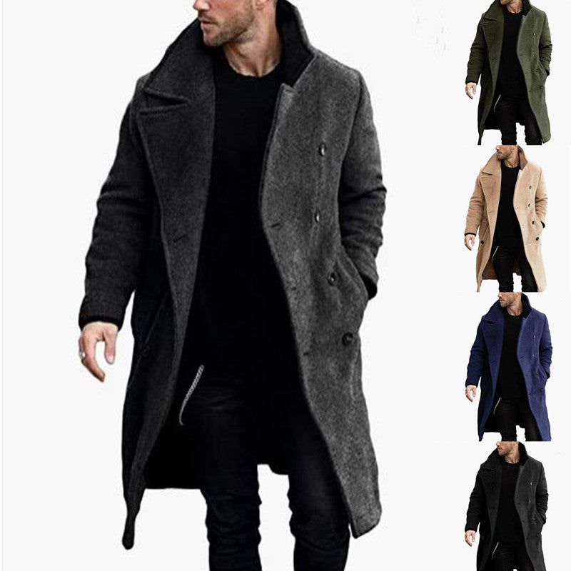 Herren eleganter Mantel mit breitem Kragen Drune