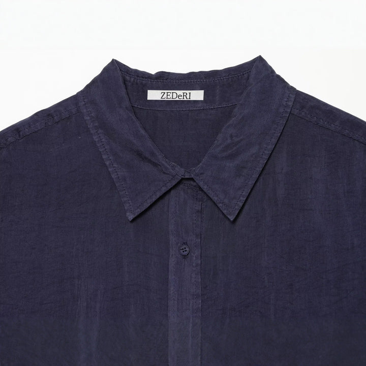 Damen Oversize Ärmellose Hemdbluse aus Leinenoptik mit durchgehender Knopfleiste Drune