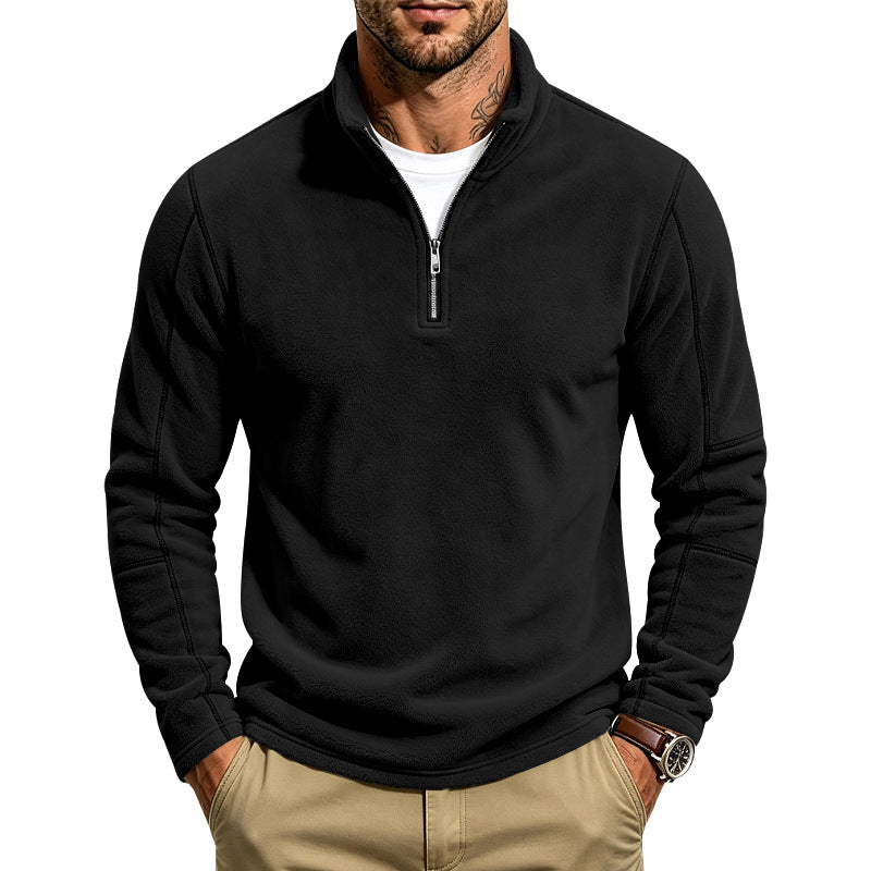 Herren Fleece-Halbreißverschluss-Pullover mit Stehkragen und Flatlock-Nähten Drune