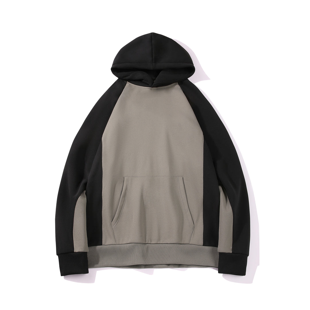 Herren Kapuzenpullover im Colourblock-Design mit Raglanärmeln, Kängurutasche und geripptem Saum Drune