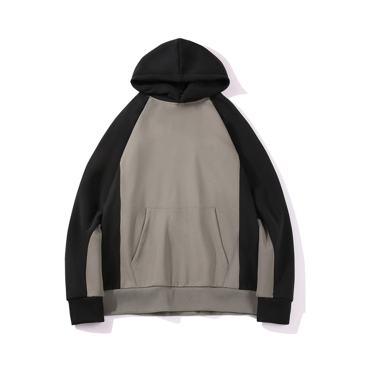 Herren Kapuzenpullover im Colourblock-Design mit Raglanärmeln, Kängurutasche und geripptem Saum Drune