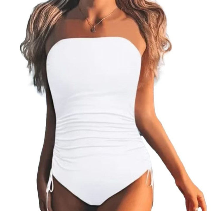 Damen Bandeau Badeanzug mit seitlichen Raffungselementen Drune