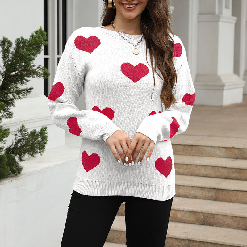Damen Pullover mit Herzmuster und lässigem Schnitt Drune