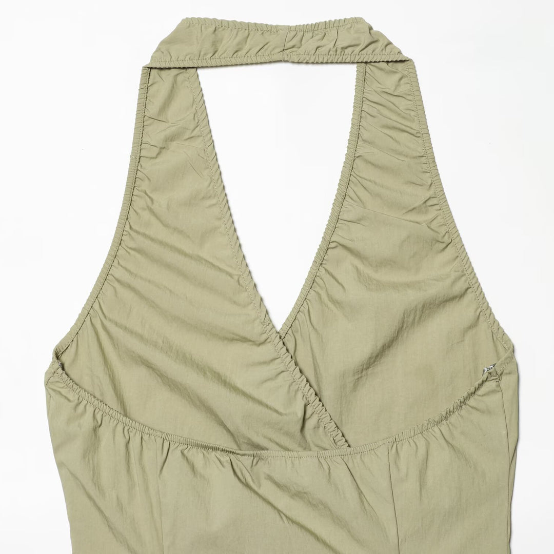 Damen Halterneck Top mit elegantem Knoten-Detail und fließendem Schnitt Drune