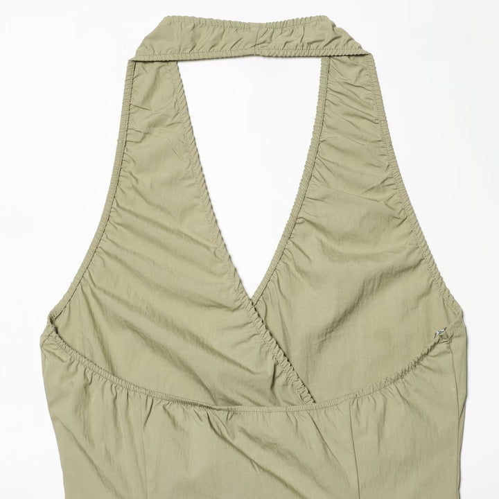 Damen Halterneck Top mit elegantem Knoten-Detail und fließendem Schnitt Drune