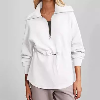 Damen lässiger Kapuzenpullover mit praktischer Kordelzugverstellung Drune