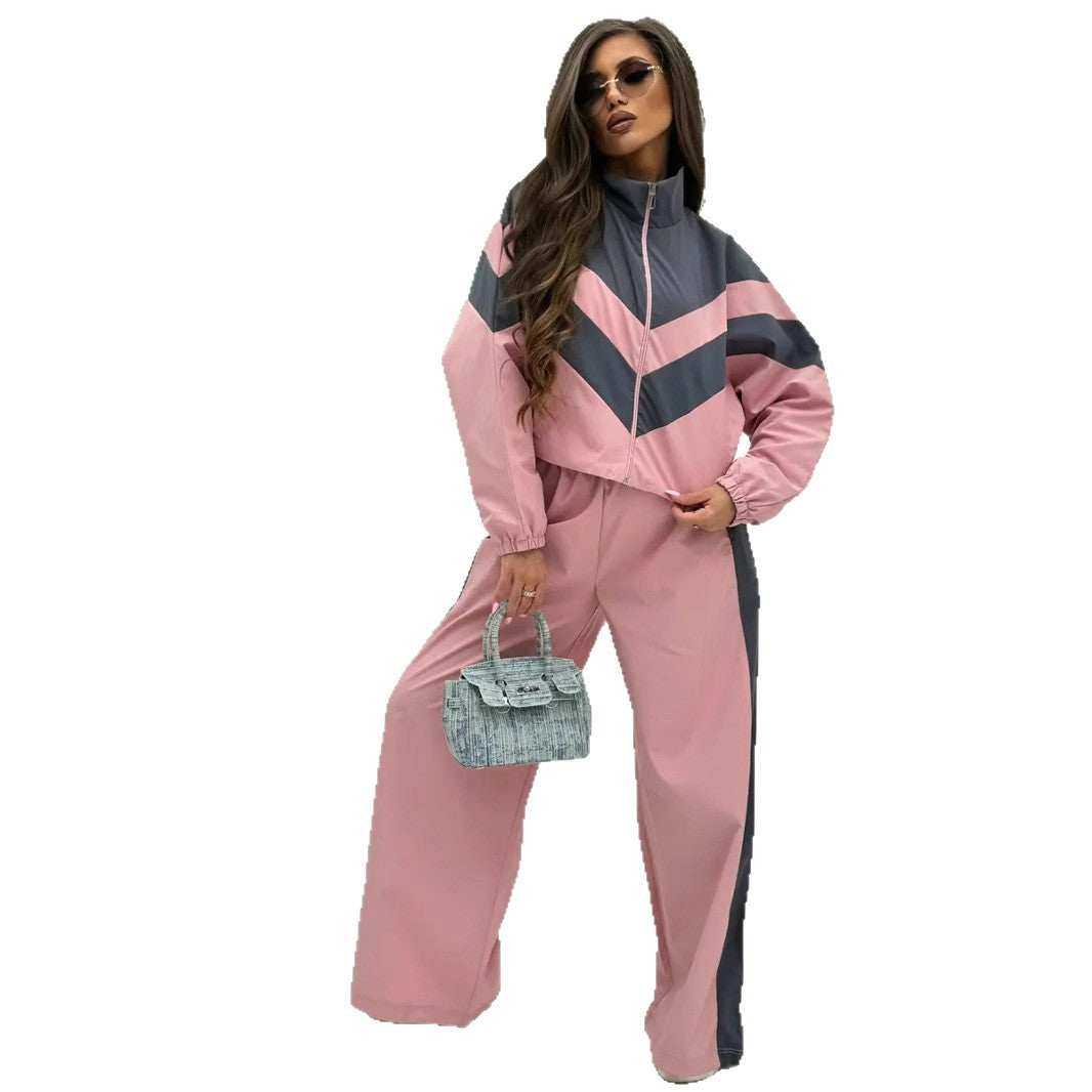 Damen Sportliche Jacke und weite Hose im modernen Design mit grafischen Details Drune