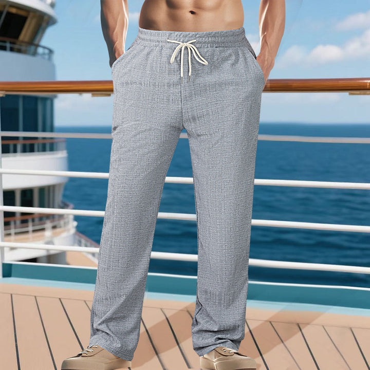 Herren Leichtgewichtige Struktur-Loungehose mit elastischem Tunnelzugbund und geradem Relaxed-Fit Drune