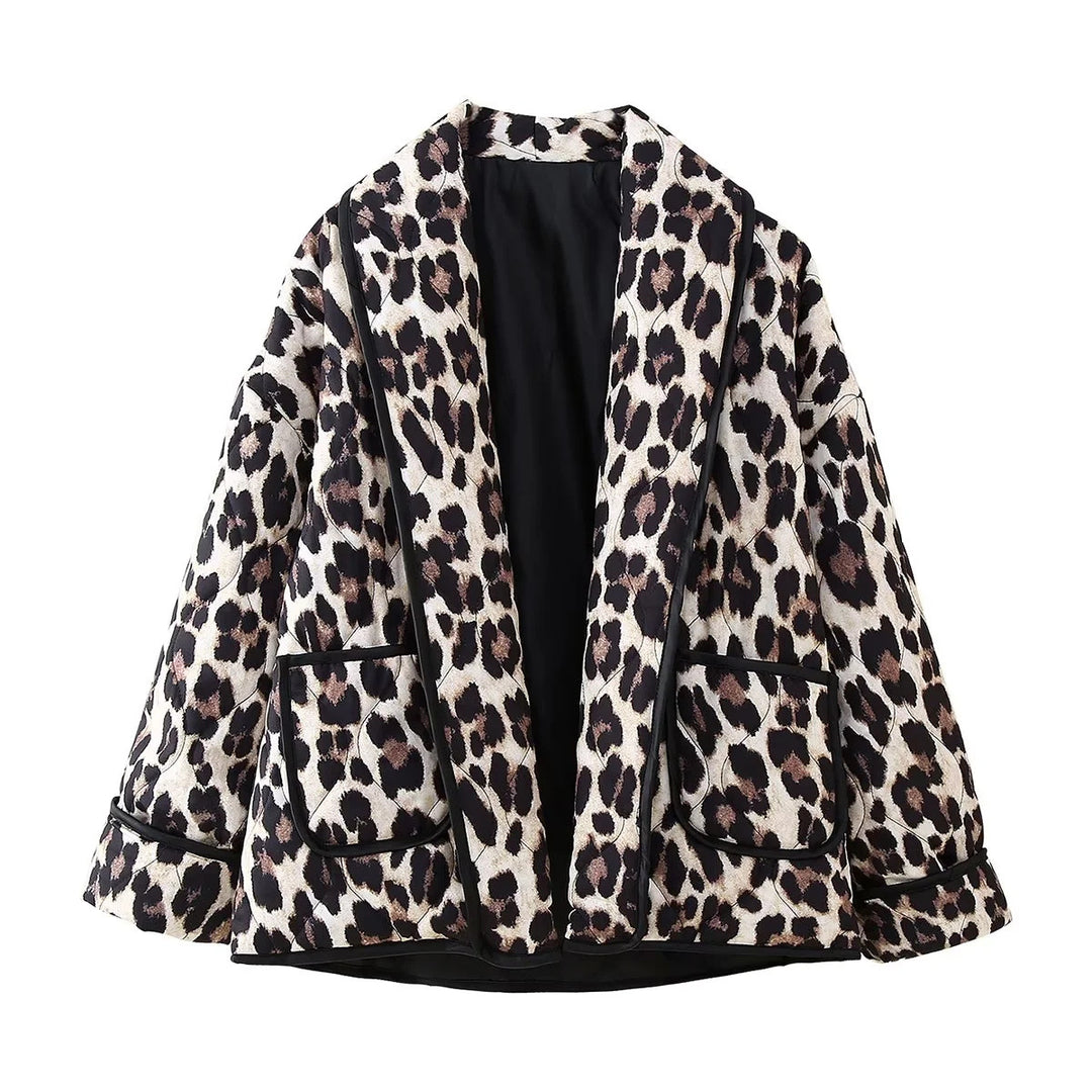 Damen elegante Leopardmuster Jacke Drune