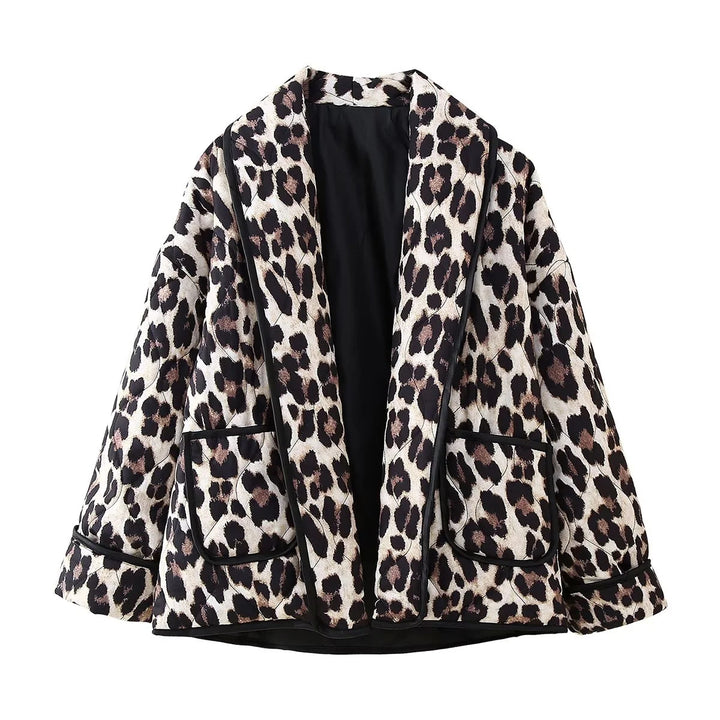 Damen elegante Leopardmuster Jacke Drune