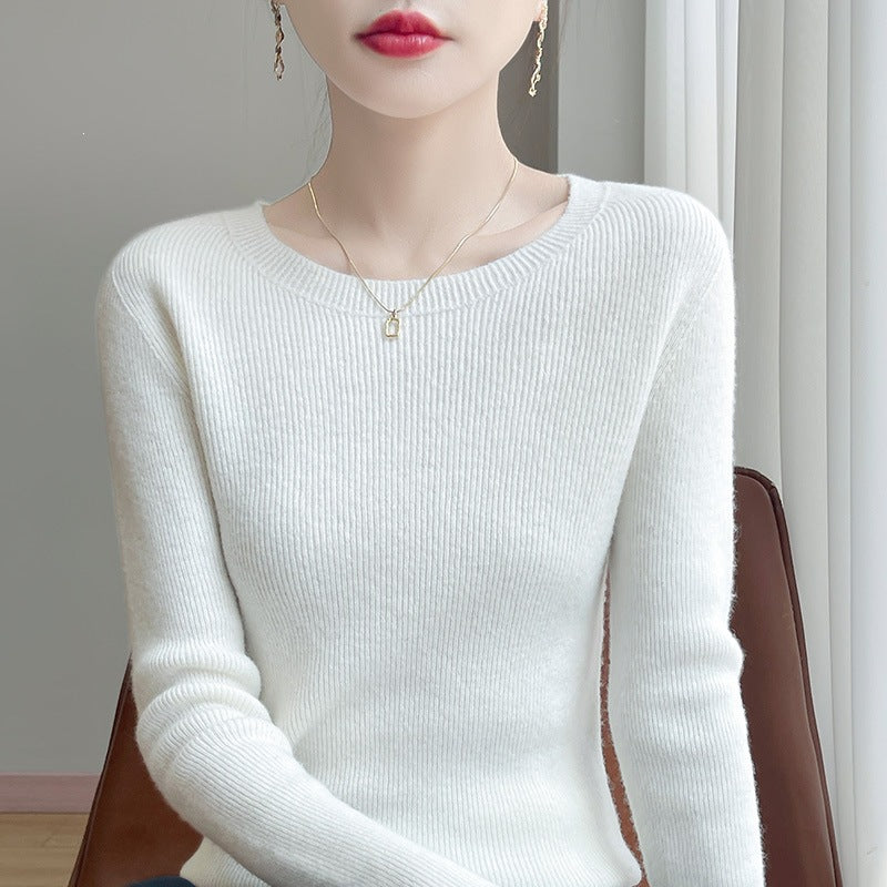 Damen Taillierter Rundhals-Pullover aus fein gerippter Kaschmir‑Optik Drune