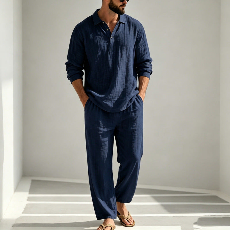 Herren Lässiger Leinen Pyjama Drune
