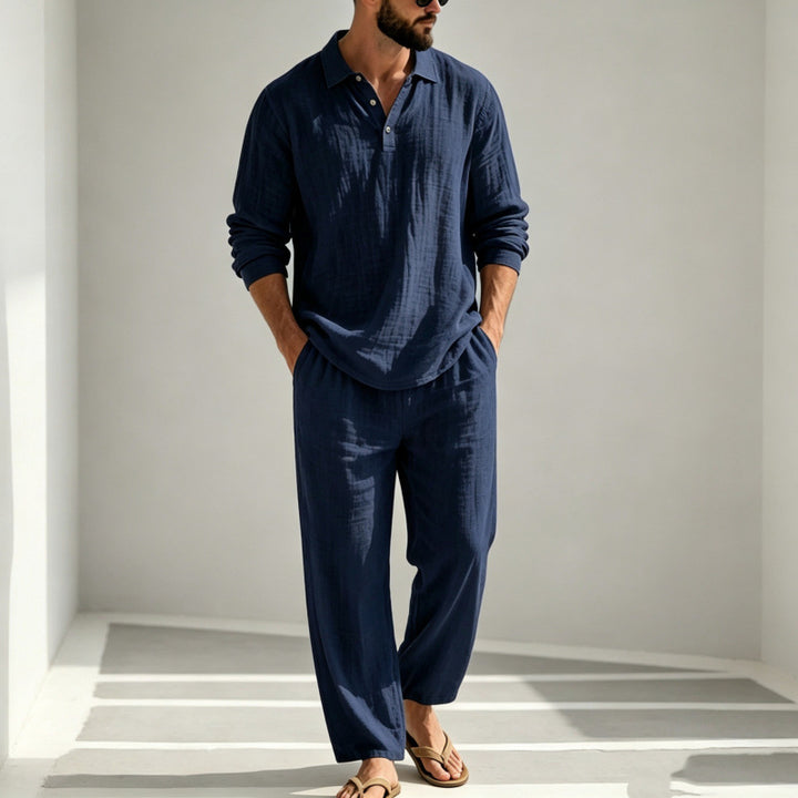 Herren Lässiger Leinen Pyjama Drune