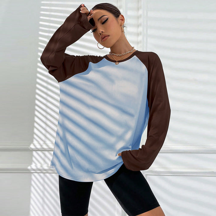 Damen oversized Raglan-Langarmshirt mit weitem Glockenärmel lässiger Silhouette und sportiver Crew-Neck Drune