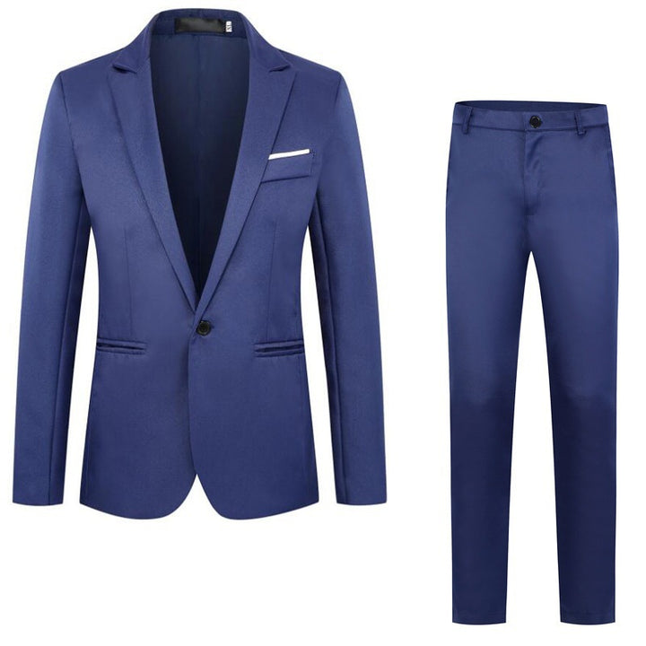 Herren nan tailliertes Anzugset aus feinem Satin mit schlanker Silhouette und Ein-Knopf-Sakko Drune
