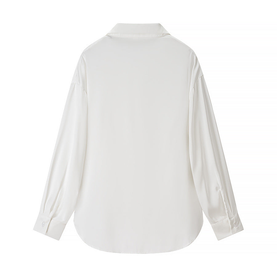 Damen nan elegantes Dreiteiler-Set Oversize-Hemd Highwaist-Weitbeinhose und Neckholder-Croptop Drune