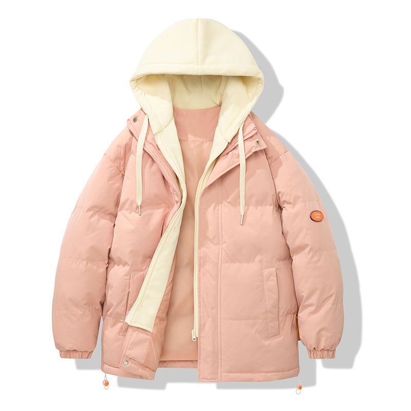 Herren zweilagige Oversized Steppjacke mit integrierter Kontrast-Kapuzeninnenjacke und thermischer Wattierung Drune