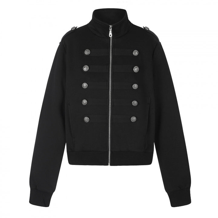 Unisex Sweatjacke im Military-Look mit doppelter Knopfleiste Drune