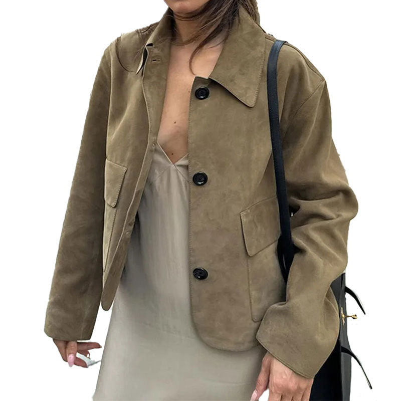 Damen Kurzjacke aus hochwertigem Wildlederimitat Drune