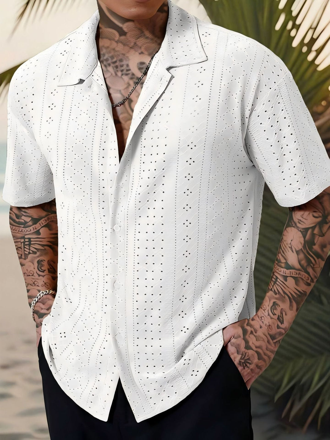 Herren Kurzarmhemd mit strukturiertem Design und atmungsaktivem Material Drune