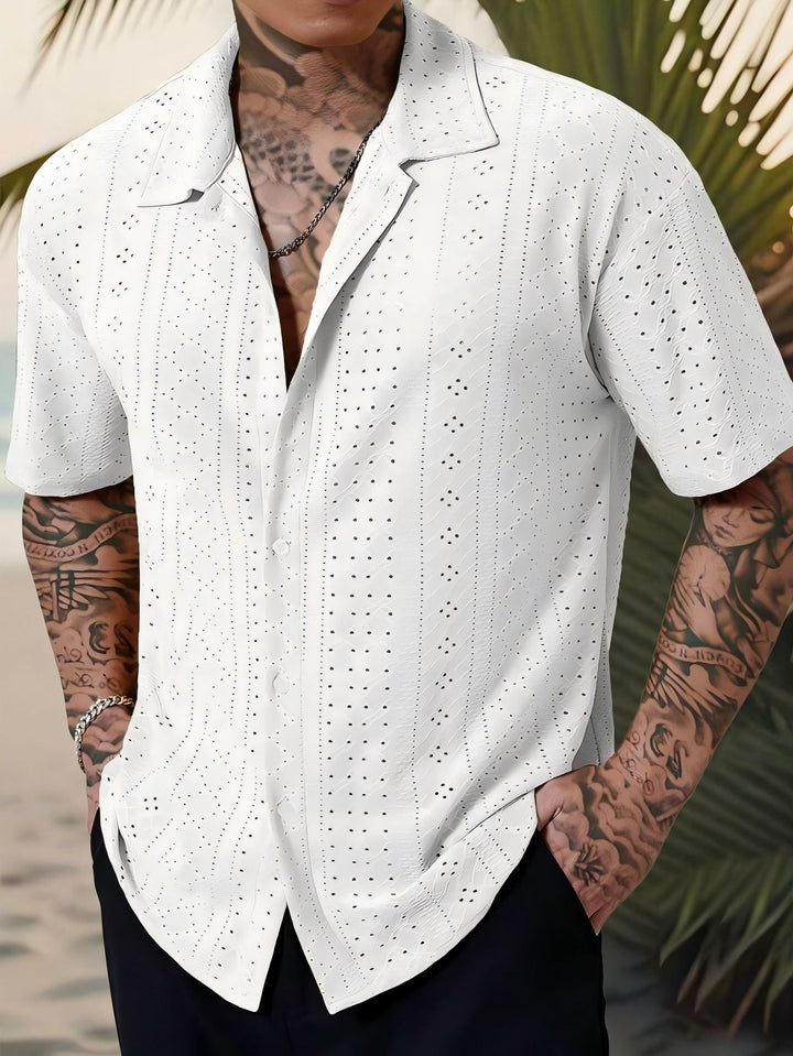Herren Kurzarmhemd mit strukturiertem Design und atmungsaktivem Material Drune