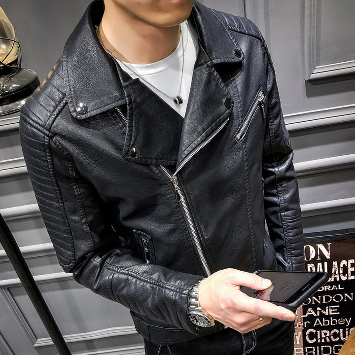 Herren Modische Bikerjacke aus hochwertigem Kunstleder Drune
