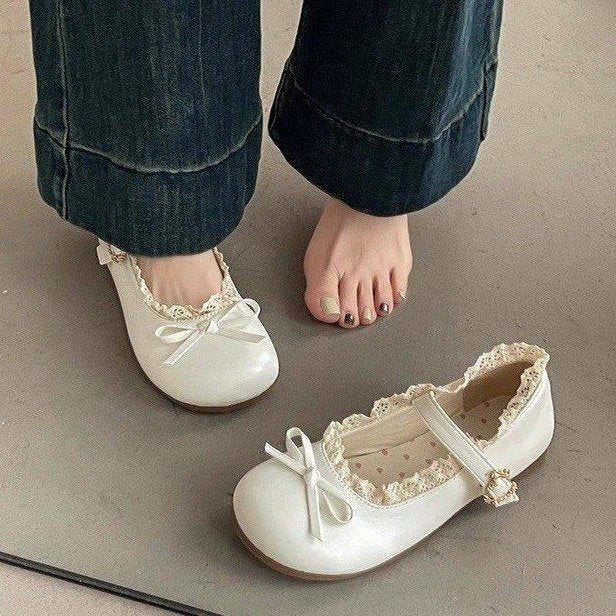 Damen Mary Jane Schuhe mit Rüschendetail und komfortablem Innenfutter Drune