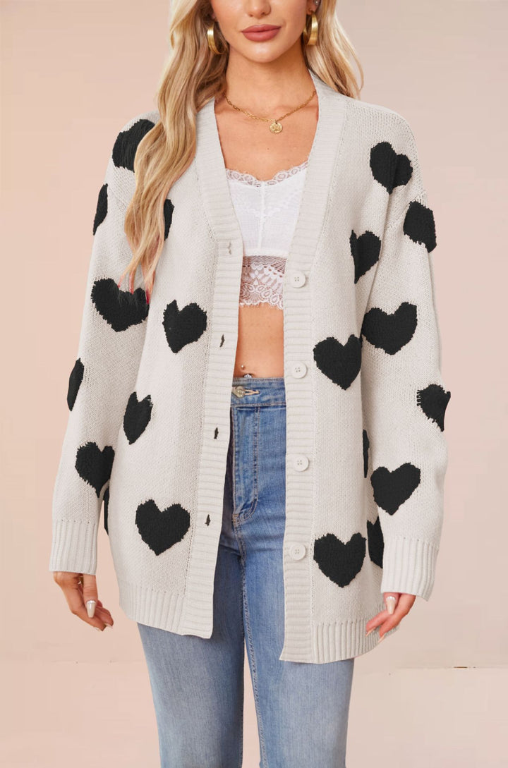 Damen Strickjacke mit Herzmuster und komfortablem Schnitt Drune