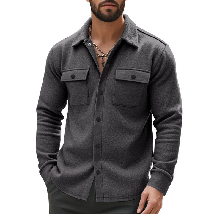 Herren nan gefütterte Hemdjacke mit Fleecefutter, aufgesetzten Brustklappen und Druckknopfleiste Drune