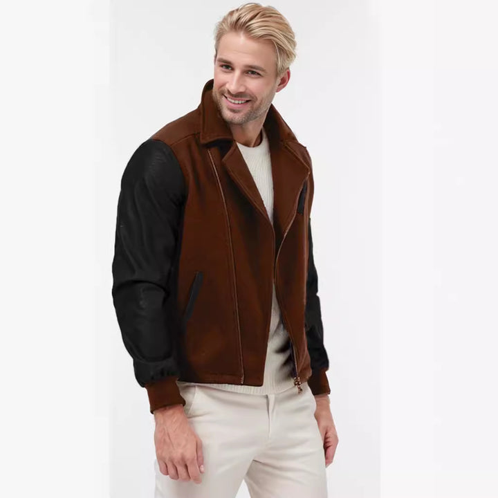 Herren modische Übergangsjacke mit kontrastierenden Ärmeln und praktischen Taschen Drune