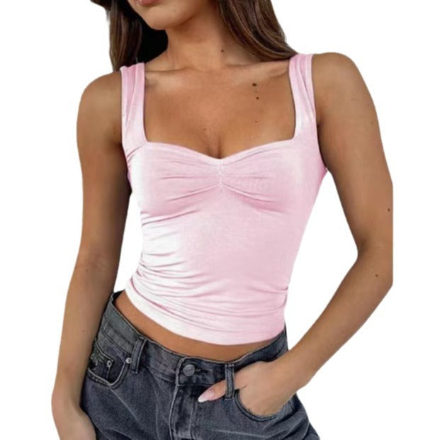 Damen Crop-Top mit gerafftem Detail und quadratischem Ausschnitt Drune