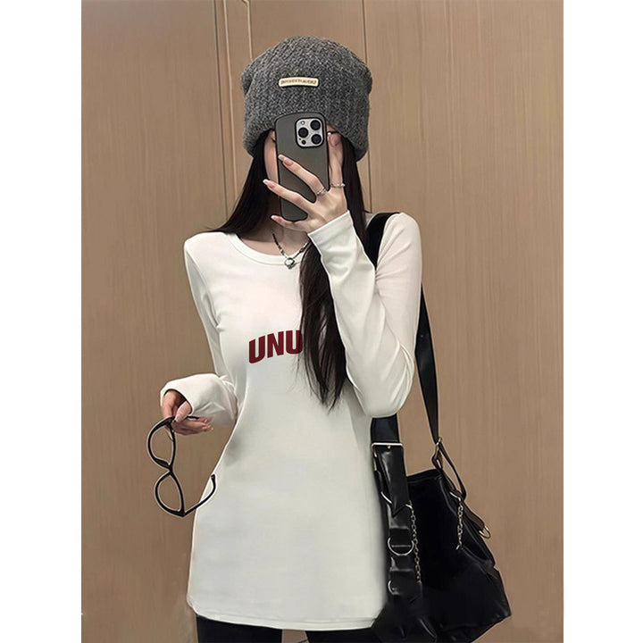 Damen langärmliges T-Shirt mit elegantem Rundhalsausschnitt Drune