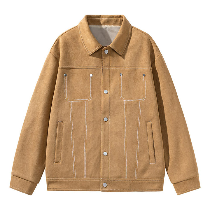 Herren Modische Wildlederjacke mit praktischen Taschen Drune