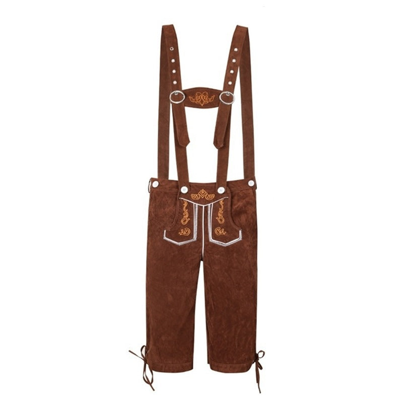 Herren Trachtenlederhose mit traditionellen Stickereien und verstellbaren Trägern Drune