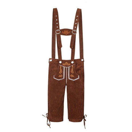 Herren Trachtenlederhose mit traditionellen Stickereien und verstellbaren Trägern Drune