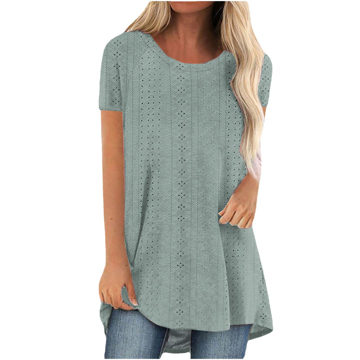 Damen Atmungsaktive Lochmuster Tunika Top Drune