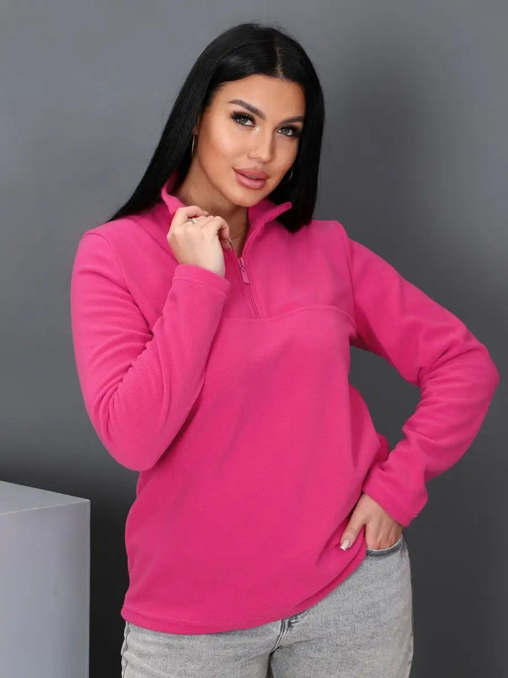 Damen Fleeceoberteil mit kurzem Halbzip und Stehkragen Drune