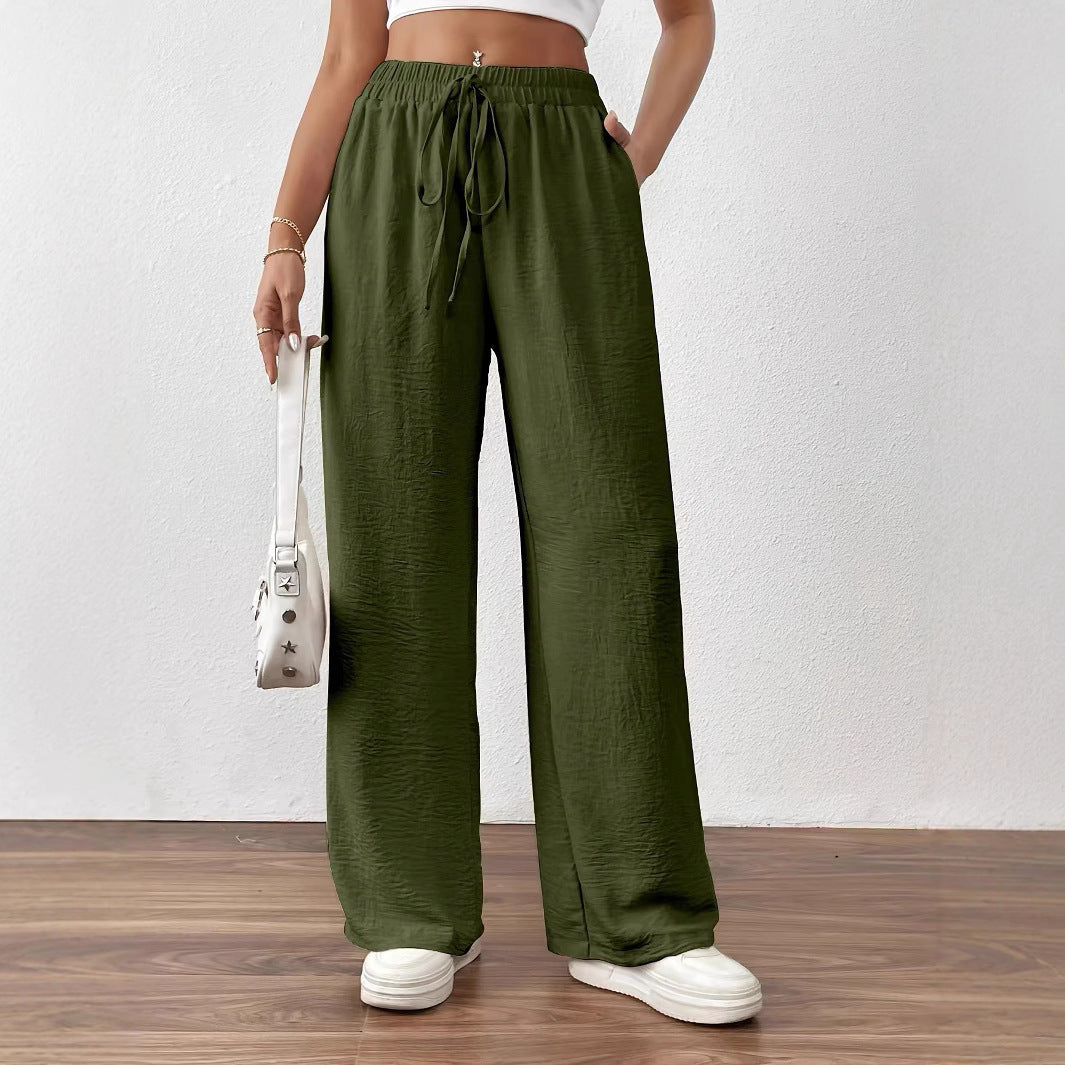 Damen weite Palazzo-Hose mit elastischem Bund und taillierbarem Kordelzug Drune
