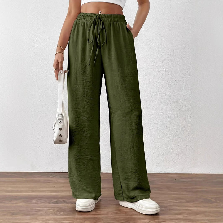 Damen weite Palazzo-Hose mit elastischem Bund und taillierbarem Kordelzug Drune