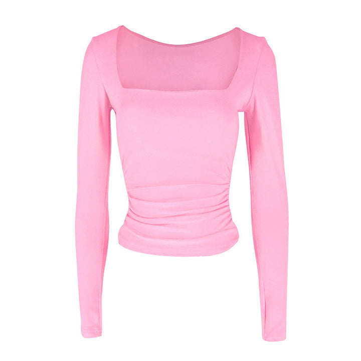 Damen Langarmshirt mit raffiniertem Raffungseffekt und eckigem Ausschnitt Drune