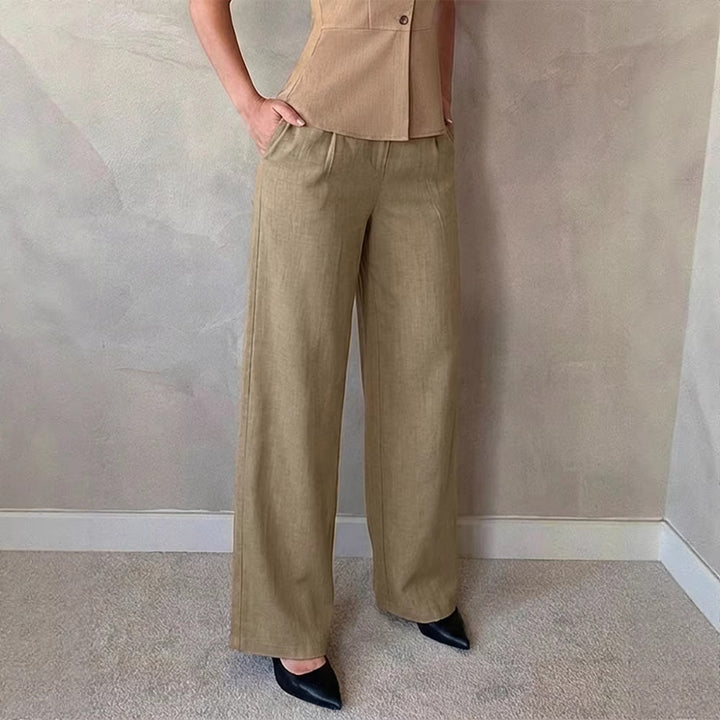 Damen Elegante Palazzo-Hose mit hohem Bund und schickem Schnitt Drune