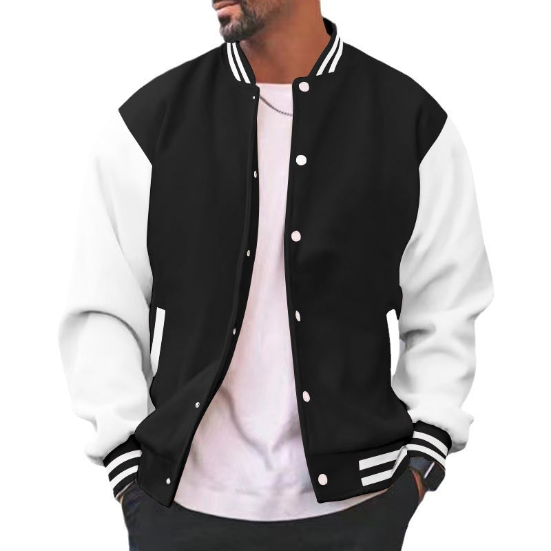 Herren nan varsity-Collegejacke im Bomberstil mit Druckknopfverschluss, kontrastarmen und gerippten Bündchen Drune