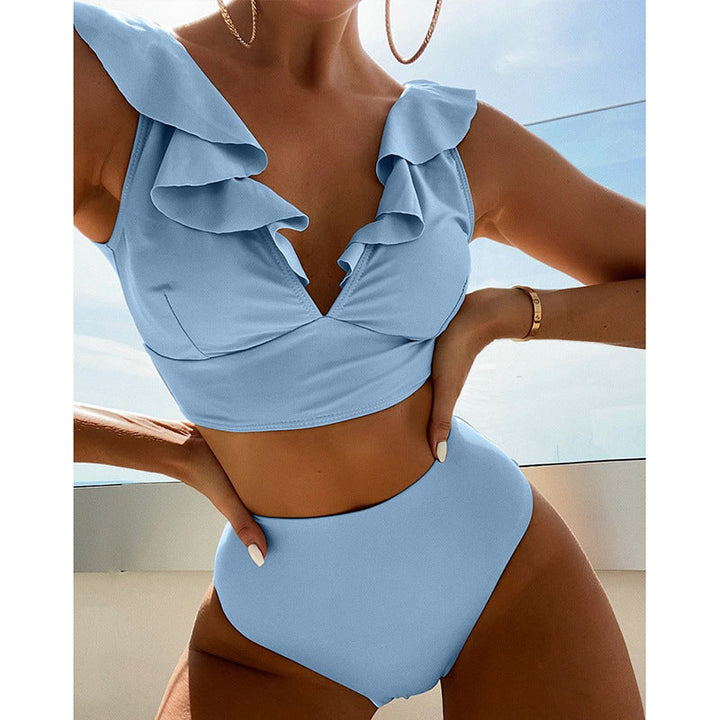 Damen Bikiniset mit voluminösen Rüschendetails und hoch geschnittenem Slip Drune