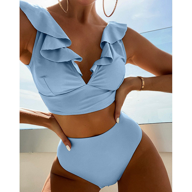 Damen Hoch tailliertes Bikini-Set mit voluminösen Rüschen Drune
